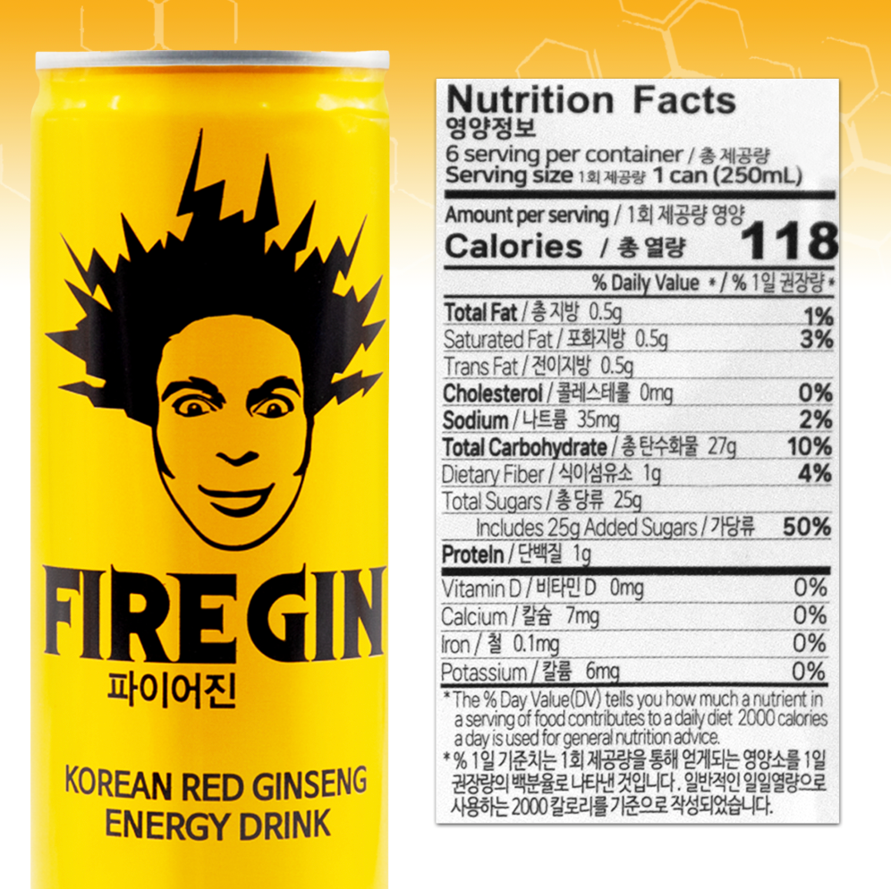 FIREGIN Korean Red Ginseng Energy Drink, 250 ml